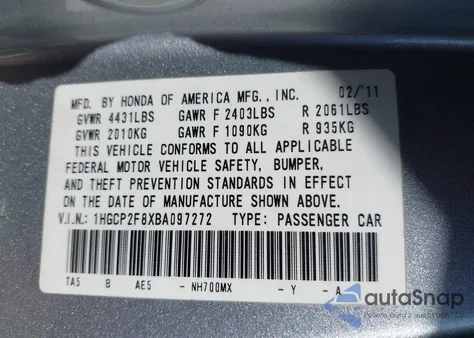 2011 Honda Accord 2.4 Ex-L from USA, damaged, VIN 1HGCP2F8XBA097272